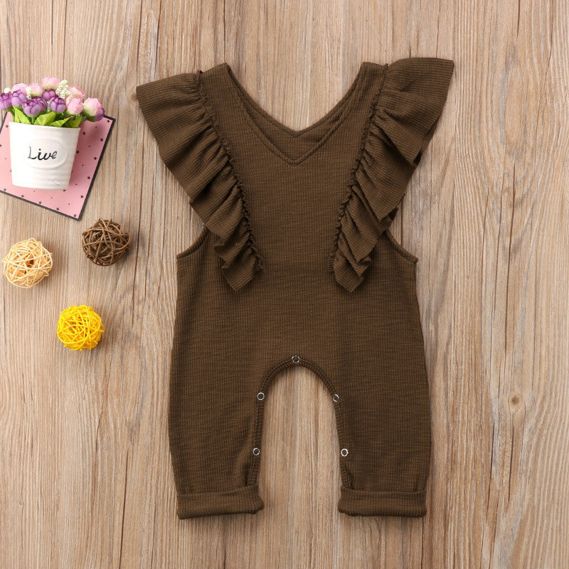 Baby Girl Knitted Ruffles Romper Jumpsuit