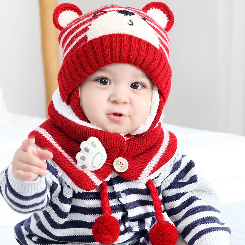 Baby Cute Bear Ear Protection  And Neck Set