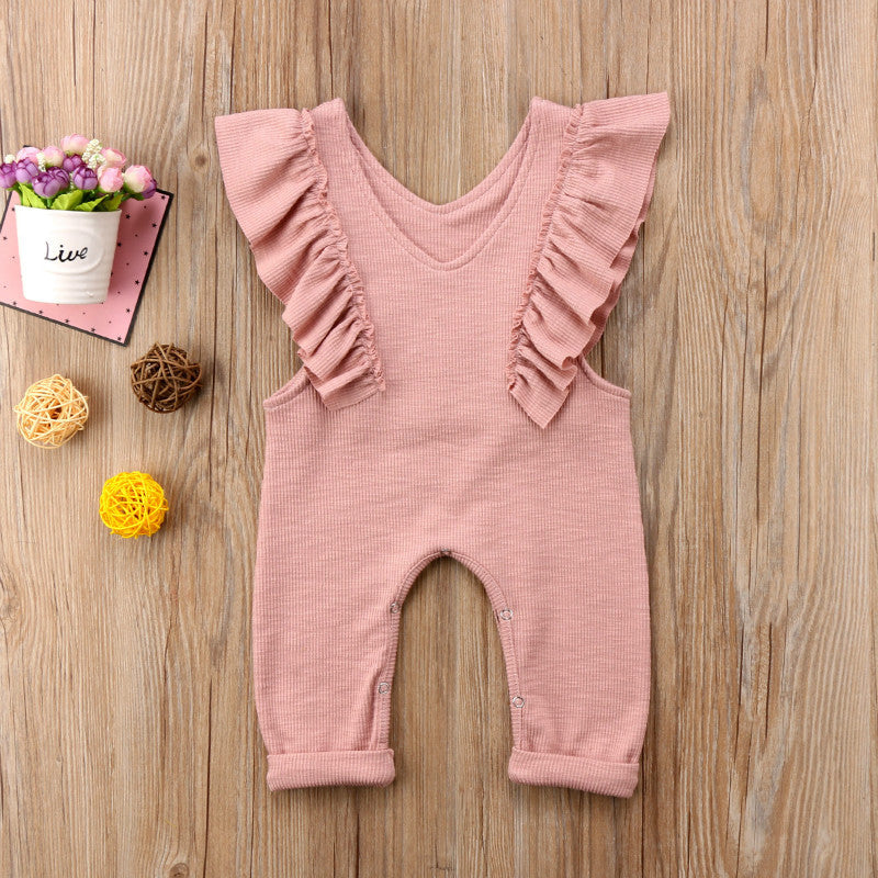 Baby Girl Knitted Ruffles Romper Jumpsuit